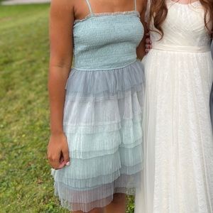 Storia Blue Tiered Ruffle Dress